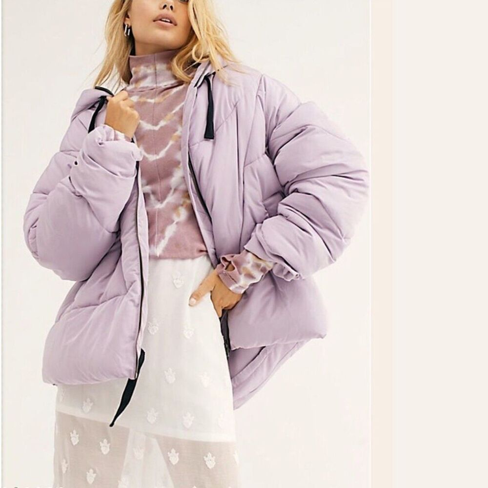 Free People Hailey Puffer Coat Jacket Lilac Cloud Medium